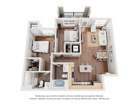 Floor plan for 2 beds, 2 baths, 920 sqft